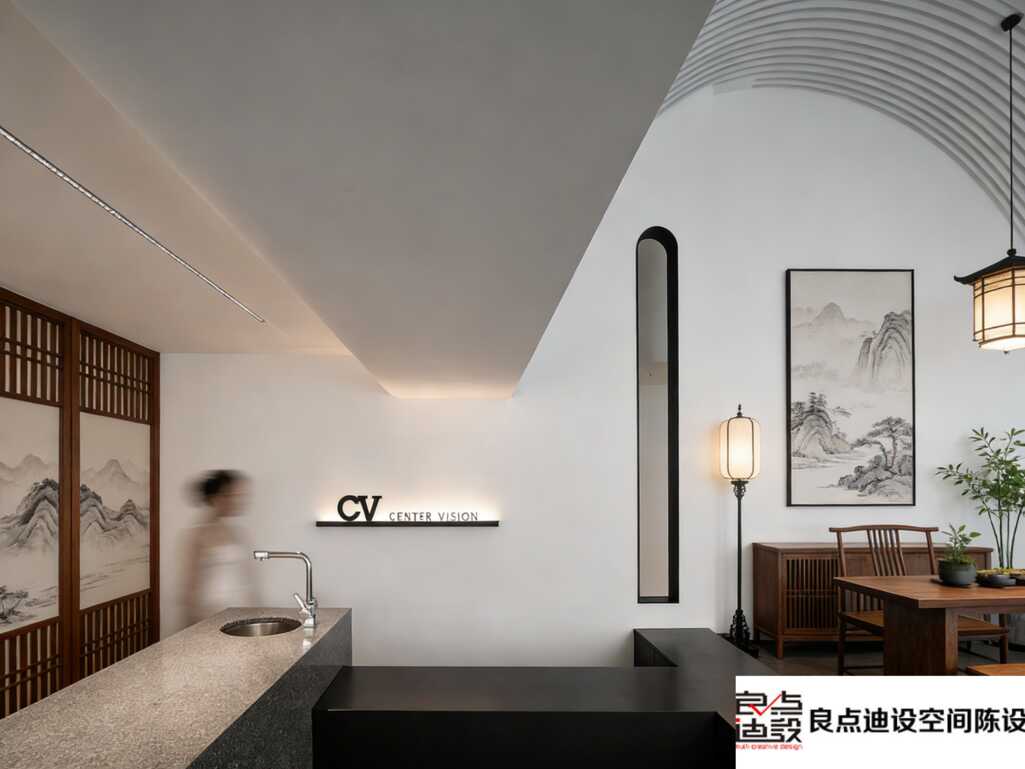 爆款美容院装修装修软装设计!白黑色调+山水画，高级感直接拉满!